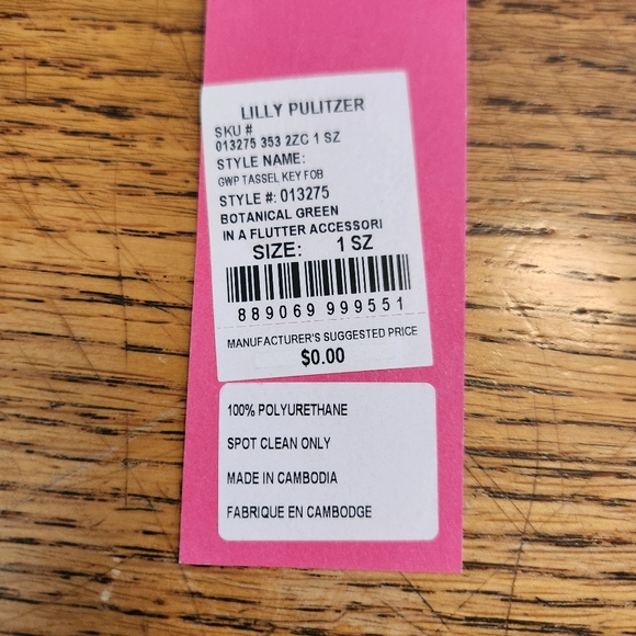 NWT Lilly Pulitzer Botanical Green "In A Flutter" Tassle Key Fob! - Picture 8 of 8